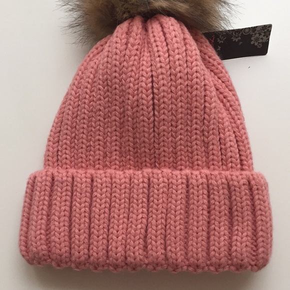 NWT Pink Toque - Faux Fur Pom Pom (imperfect) - Picture 10 of 14